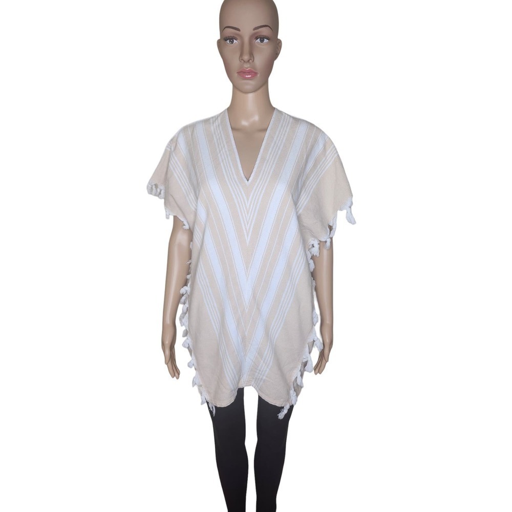 Koza Cozaar women's cream cotton fringe western tribal vest M